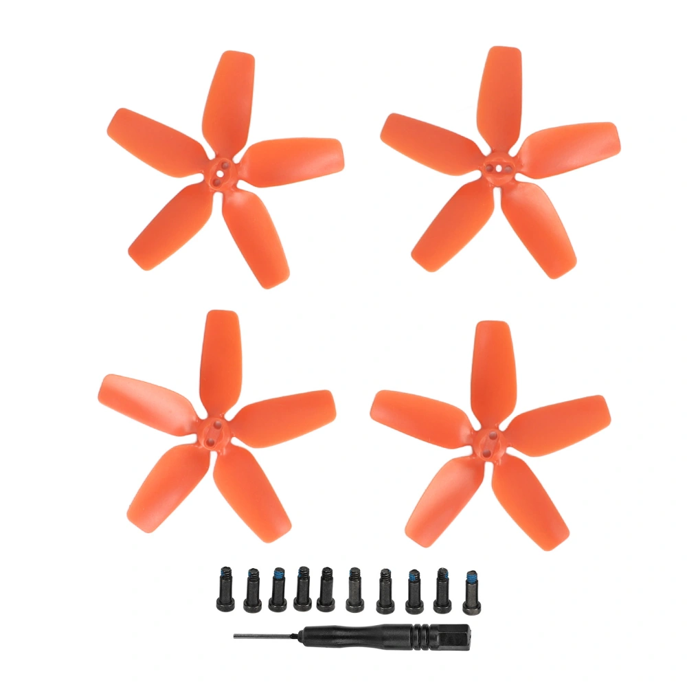 BuyWeek 4Pcs Drone Propellers Durable PC Well Balanced Light Weight High Stability for Avata Propellers with Screw Screwdriver Orange