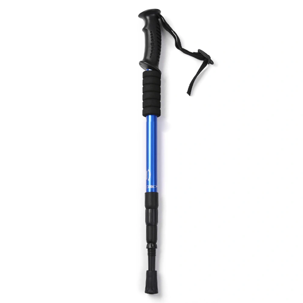 Hiking Poles 4 Sections High Strength Straight Shank Skidproof Handle Light Weight Walking Sticks for Camping Climbing Blue