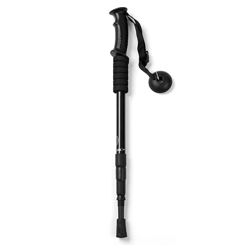 Hiking Poles 4 Sections High Strength Straight Shank Skidproof Handle Light Weight Walking Sticks for Camping Climbing Black