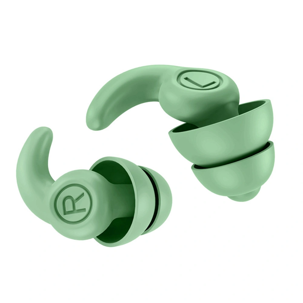 BuyWeek 1 Pair Silicone Ear Plugs for Sleep Noise Reduction Sound Isolating Noise Cancelling Reusable Earplugs Third Generation OD Green