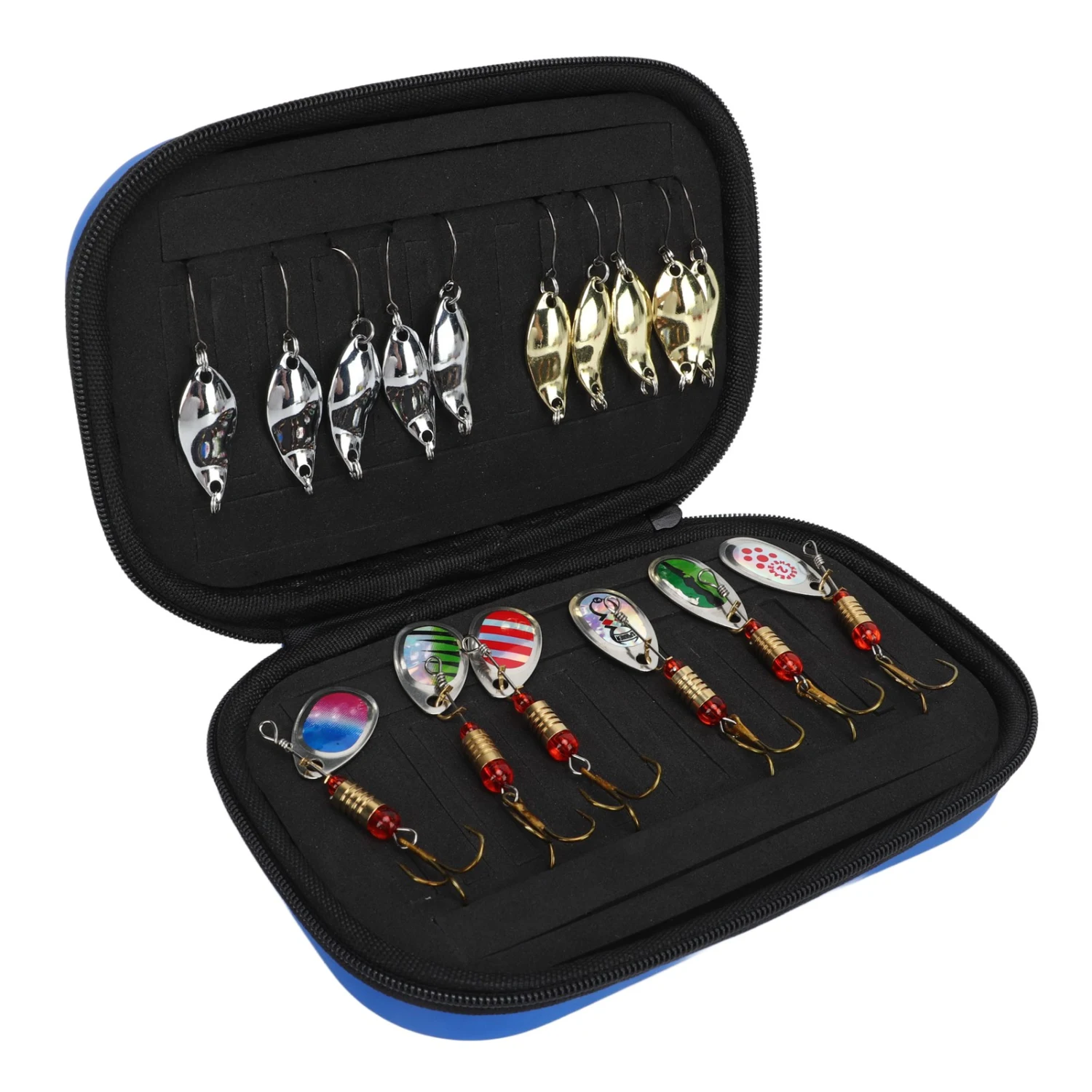 16Pcs Fishing Lures Gear Kit Set Metal Swivel Sequins Jigs Hooks Angling Tackle Box Accessories for Freshwater Saltwater