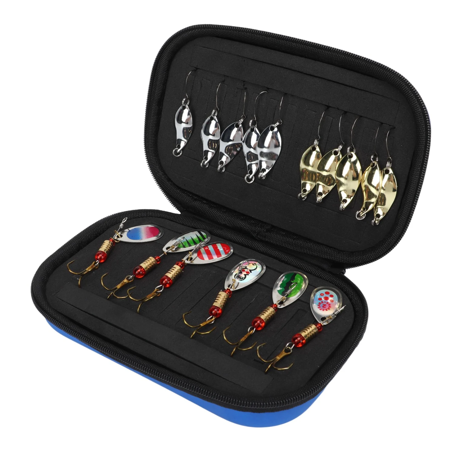 16Pcs Fishing Lures Gear Kit Set Metal Swivel Sequins Jigs Hooks Angling Tackle Box Accessories for Freshwater Saltwater