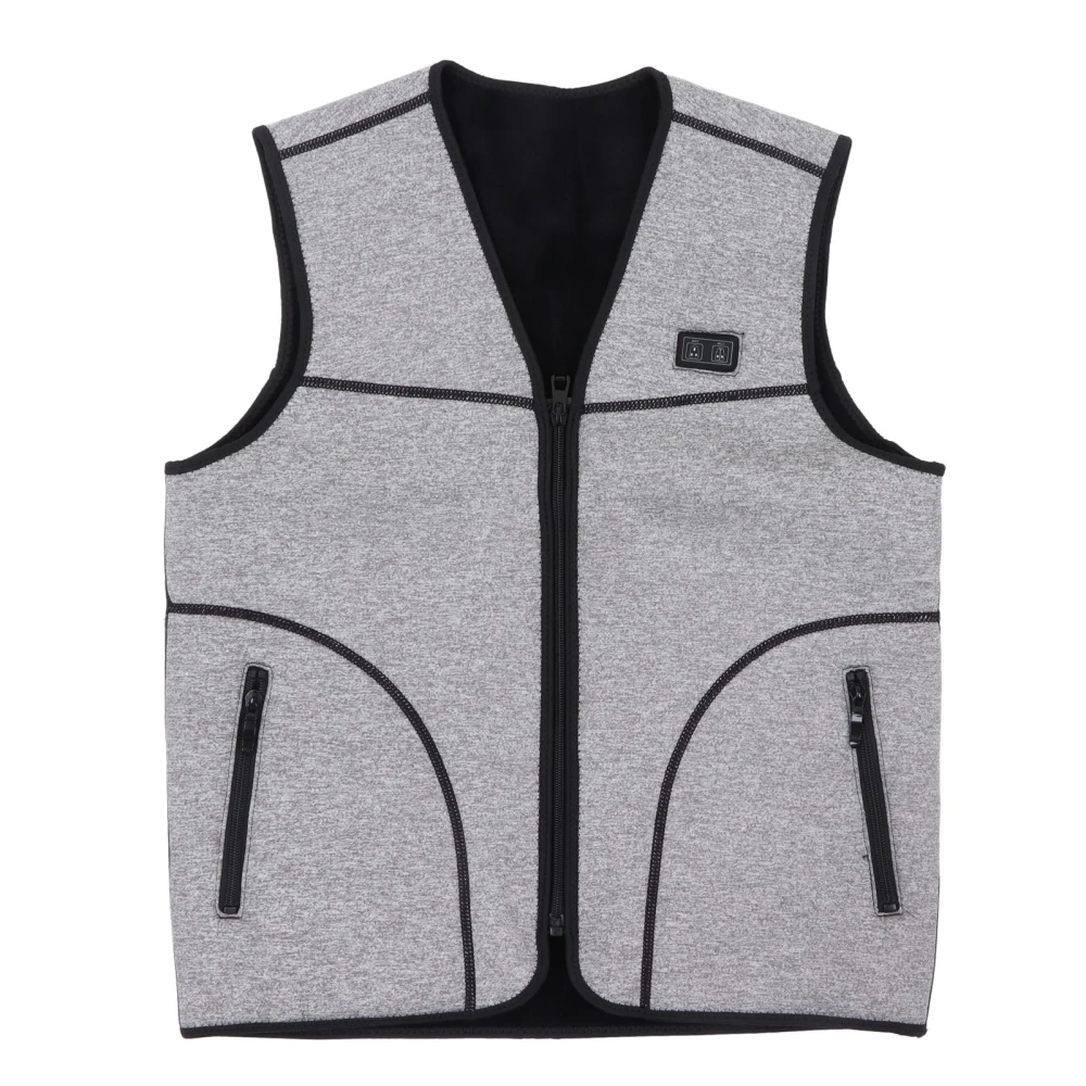 Electric Heated Vest 3 Heating Levels Intelligent Temperature Control Grey USB Heated Vest for Women Men Skiing Hiking 4XL