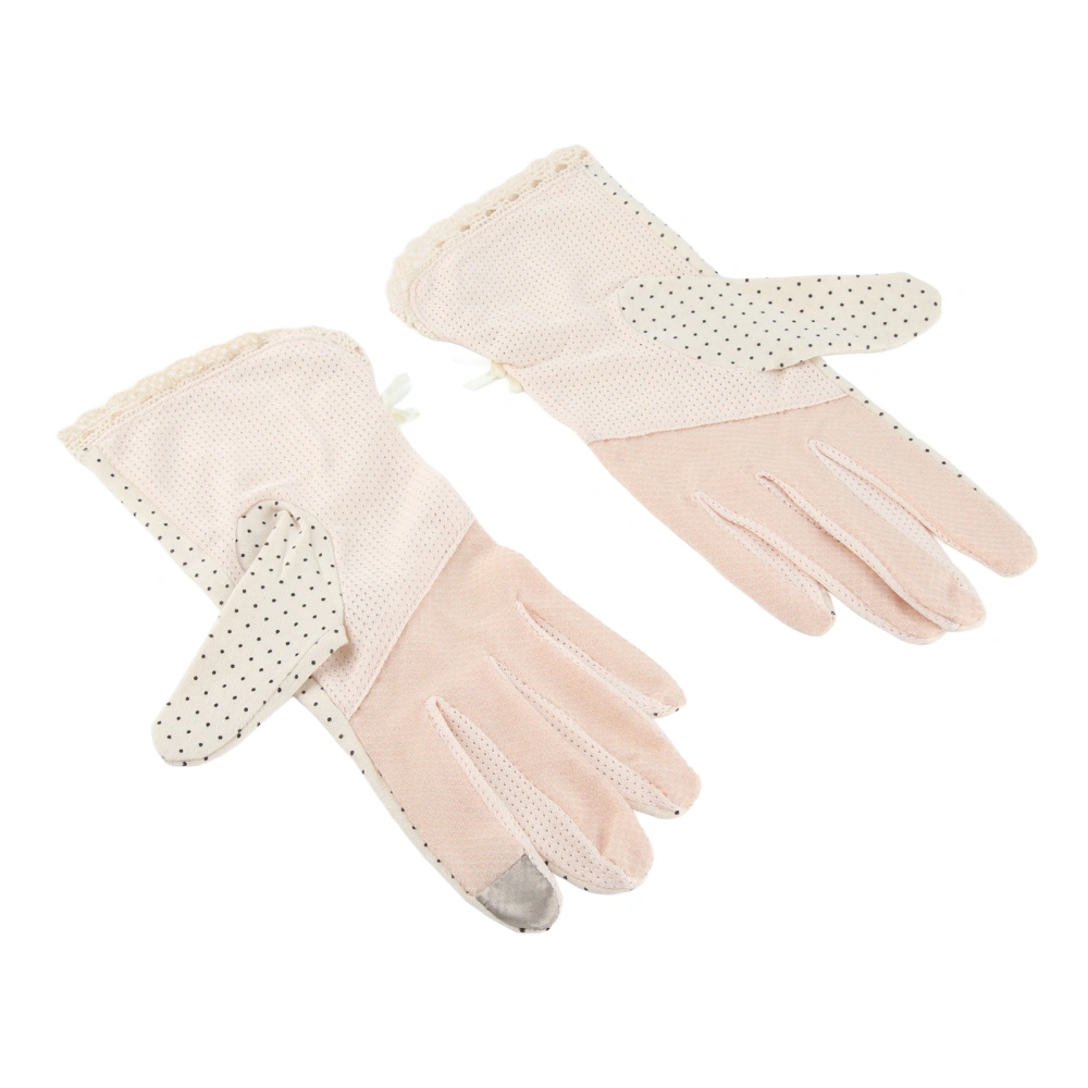 Women Sun Protection Gloves Soft Breathable Prevent Slip Stylish Lady Sunblock Gloves for Climbing Driving Cycling Beige