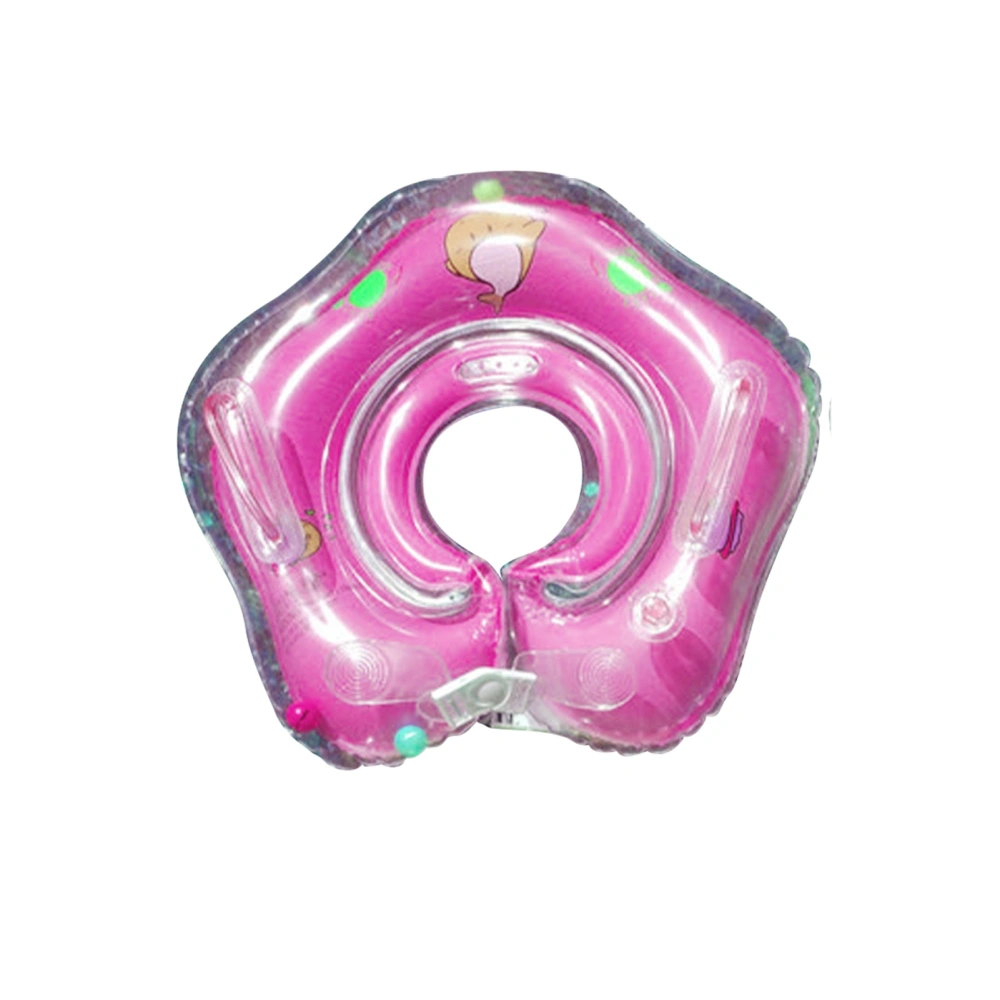 Infant Swim Float Transparent Double Layer PVC Anti Leakage Safe Handle Baby Neck Float for Home Indoor Bathtub Pink