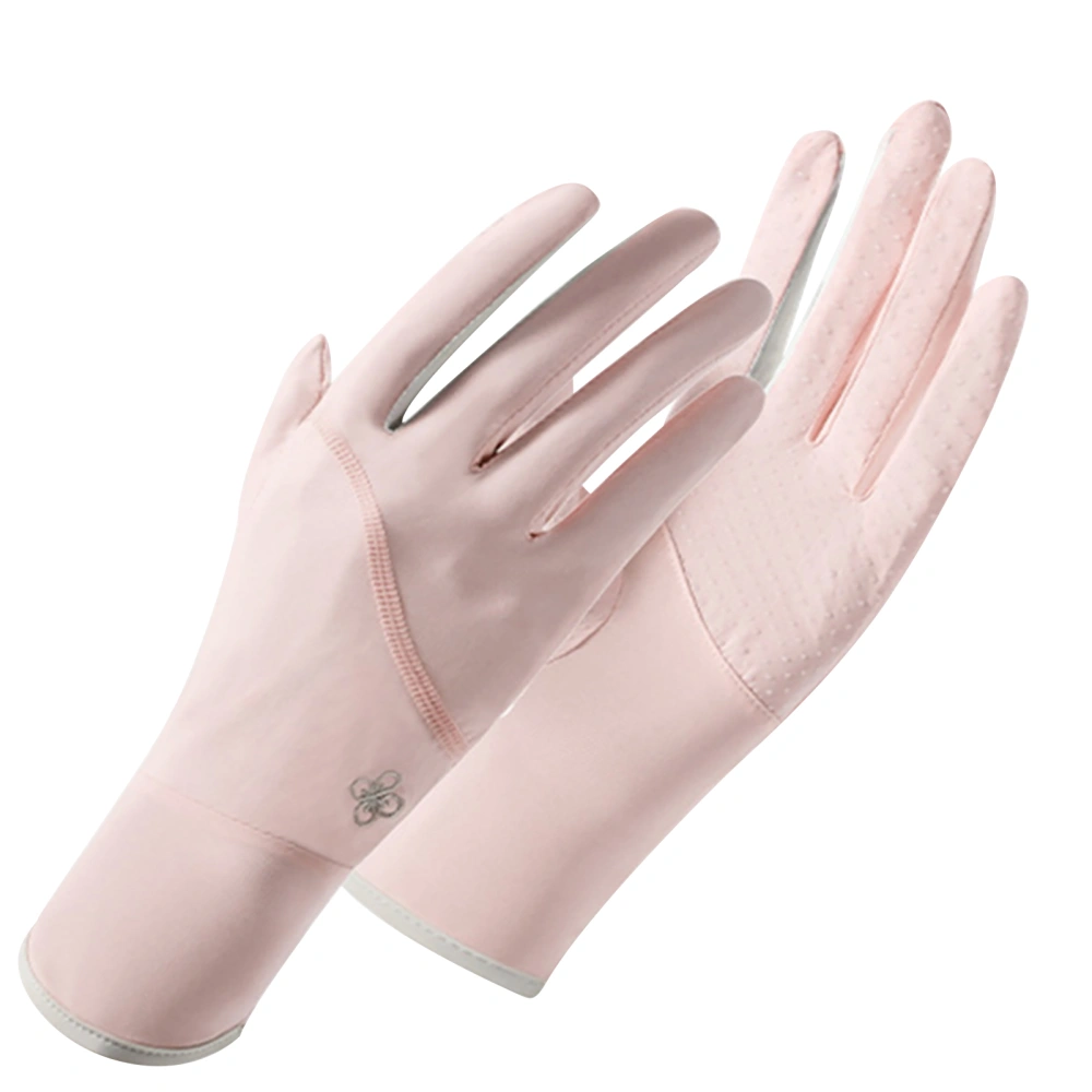 BuyWeek Sun Protective Gloves Ice Silk Cool Breathable Prevent Slip Summer UV Protection Gloves for Cycling Riding Driving Pink