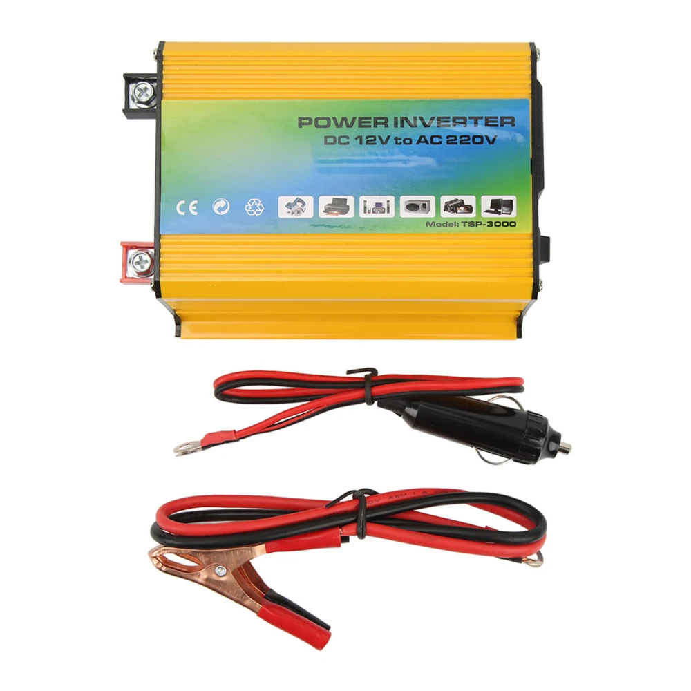 Modified Sine Wave Inverter 300W Car Power Inverter DC 12V to 110V AC Converter with Dual USB Ports Yellow