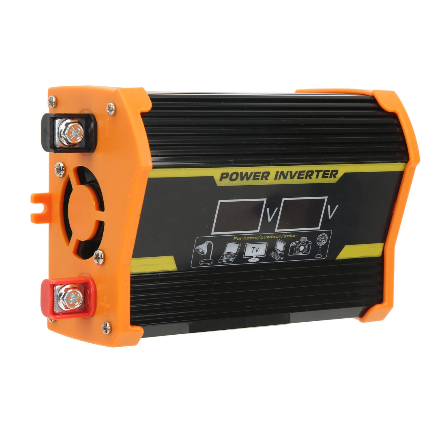 Modified Sine Wave Inverter 12V to 110V with Dual USB Ports Voltage Display Vehicles Power Inverters for Cars Black