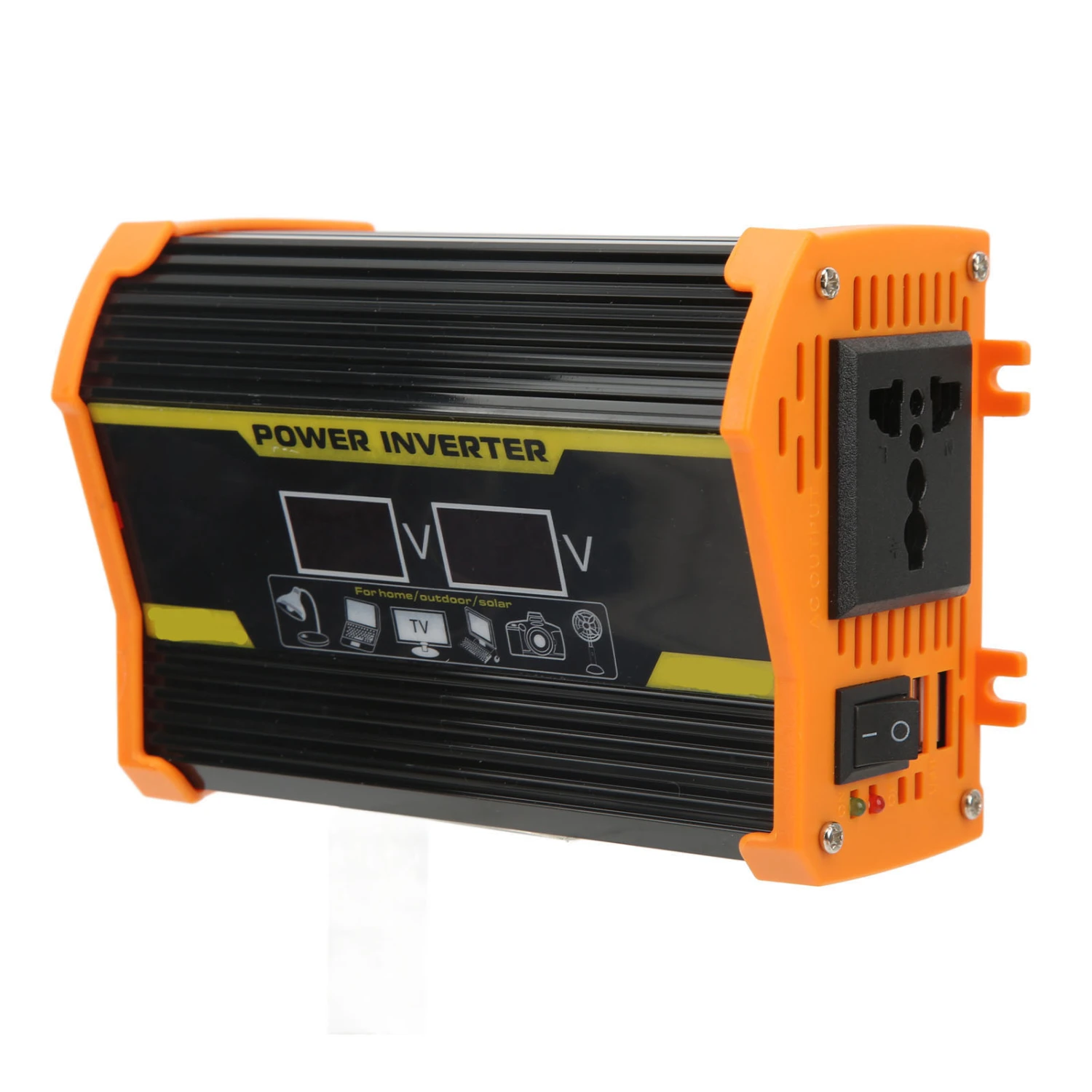 Modified Sine Wave Inverter 12V to 110V with Dual USB Ports Voltage Display Vehicles Power Inverters for Cars Black