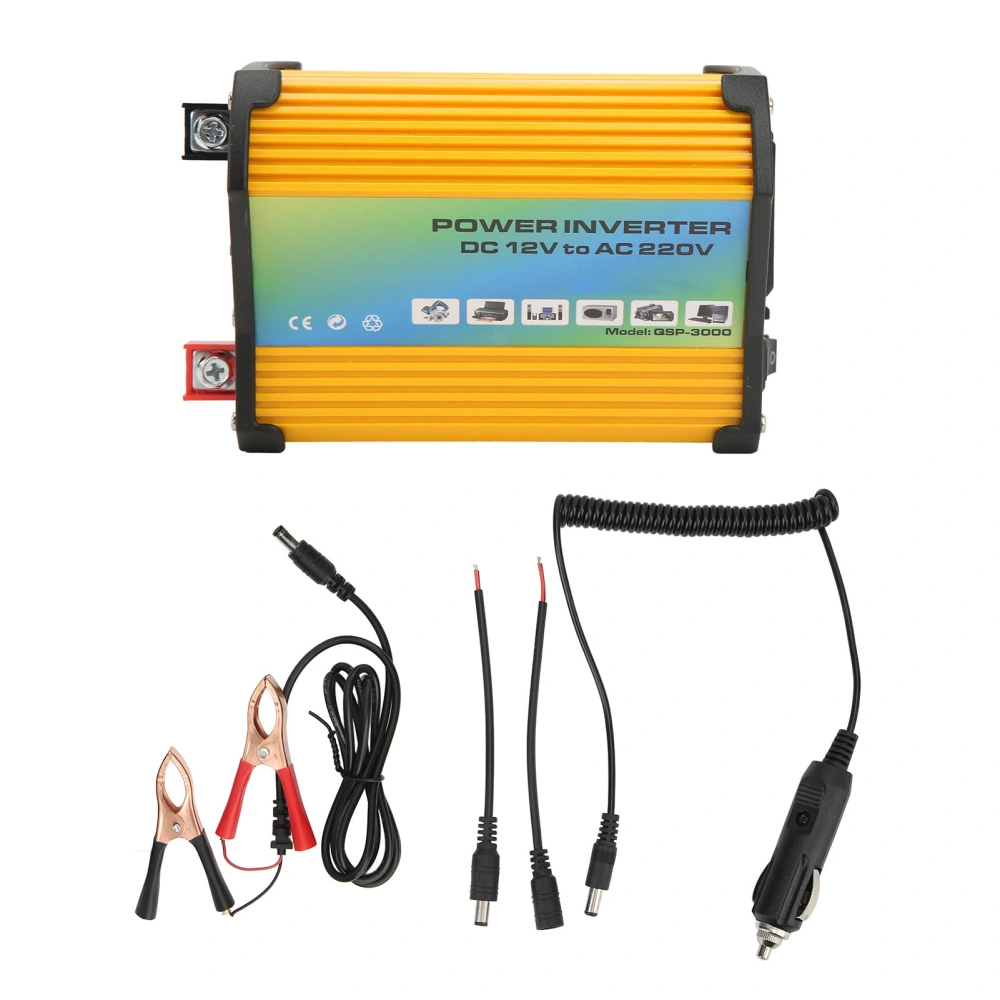 300W Modified Wave Inverter ABS Dual USB DC12V to AC110V Vehicles Power Inverter for Cars Outdoor Yellow