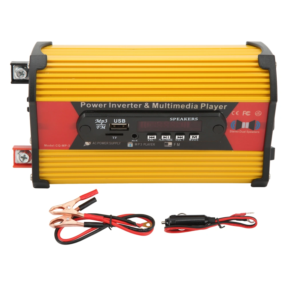 300W Modified Sine Wave Car Inverter Dual USB LED Display Car Power Converter with Multifunctional Player Cigarette Lighter 12V to AC 230V