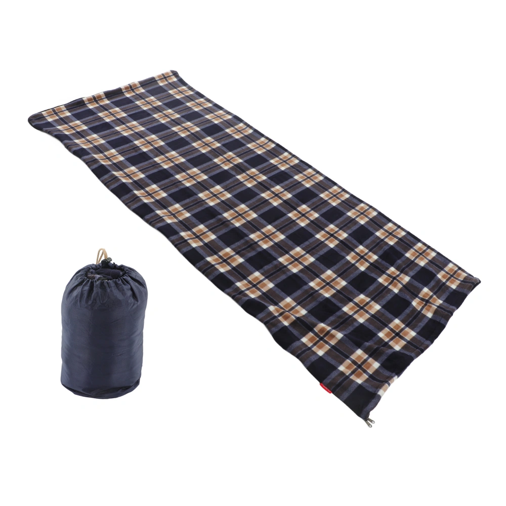 Fleece Sleeping Bag Portable Travel Warm Sleeping Bag for Adults Outdoor Camping Hiking Climbing Navy Blue Grid