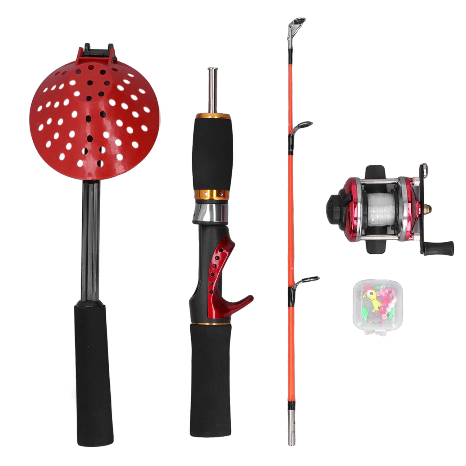 Winter Ice Fishing Rod Fishing Reel with Fishing Line Ice Fishing Hook Ice Scoop Combination Gear Set for Outdoor Fishing