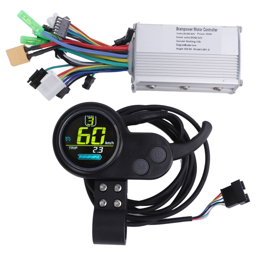 Electric Scooter Controller Kit 350W Multi Data Scooter Controller LCD Meter with Thumb Throttle for Refitting 48V 60V