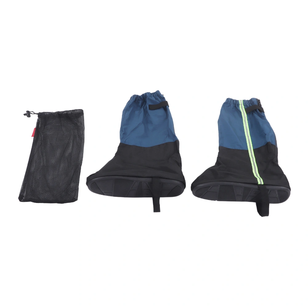 A Pair Shoes Cover Boots Gaiters Blue Waterproof Antiskid Boots Gaiter with Reflective Strip for Hiking Size XL