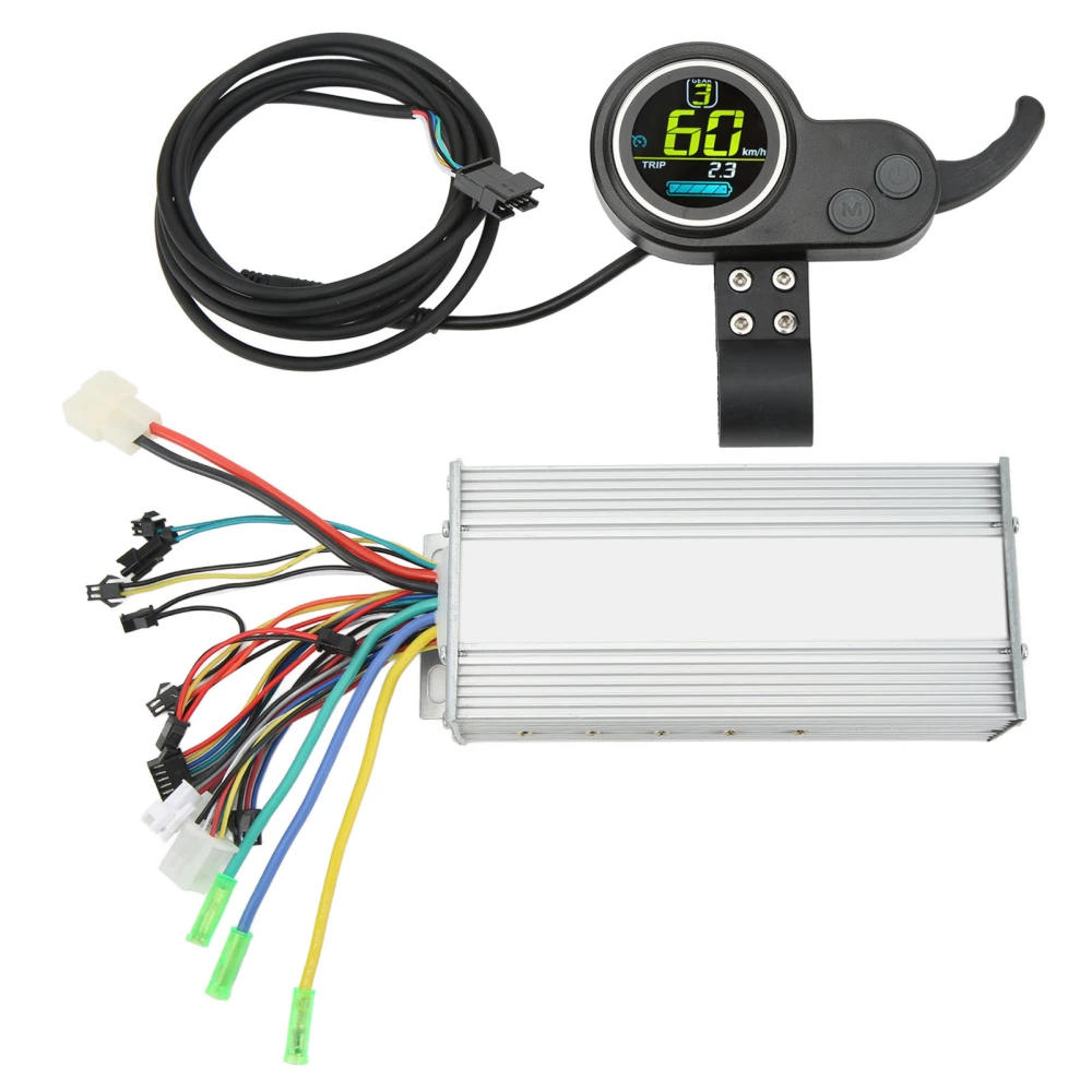 1000W 36V 48V Brushless Speed Motor Controller LCD Round Display with Thumb Throttle for Electric Bike Scooter