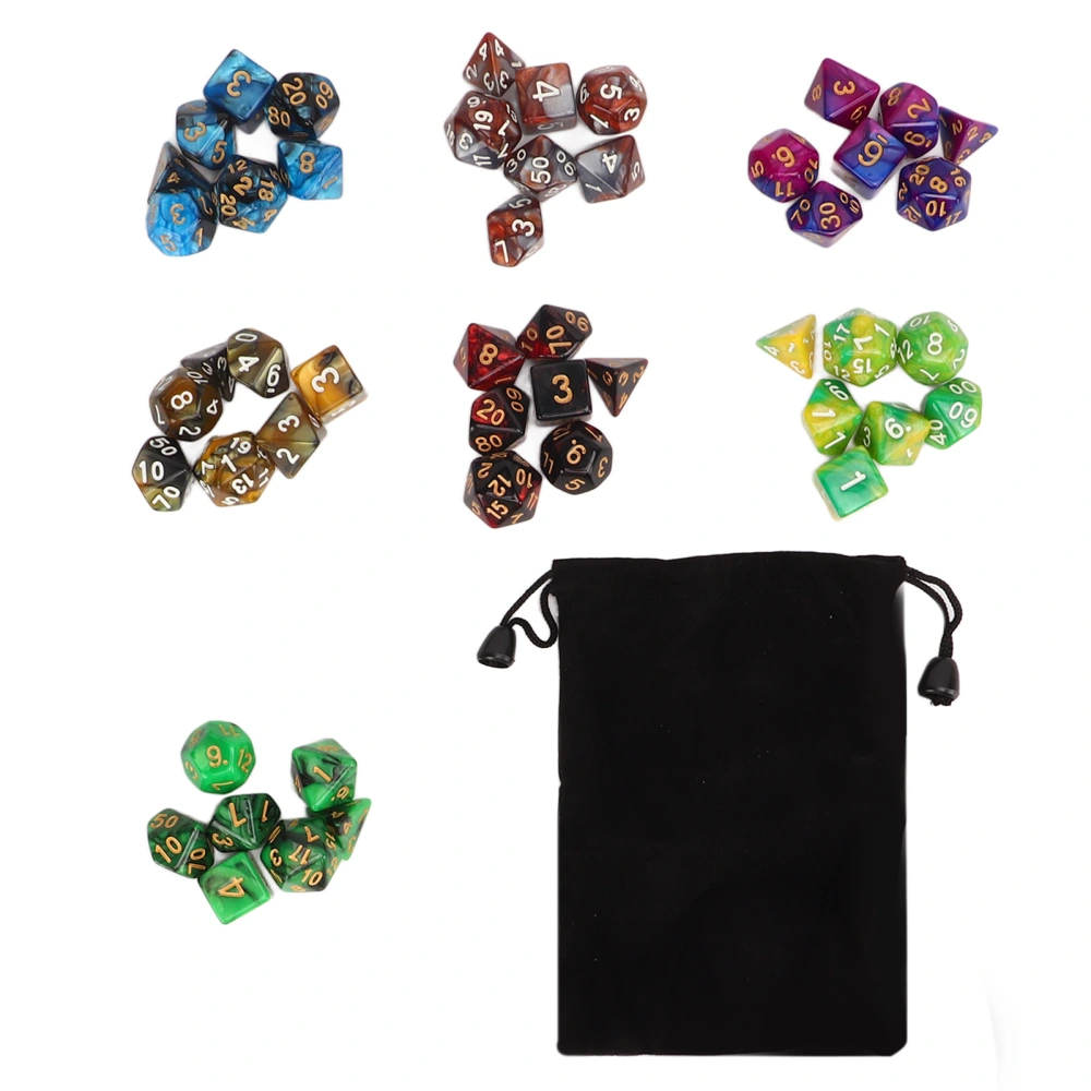 49PCS Multifaceted Dice 7 Colors Clear Numbers Acrylic Polyhedral Dice Set with Storage Bag for Card Games