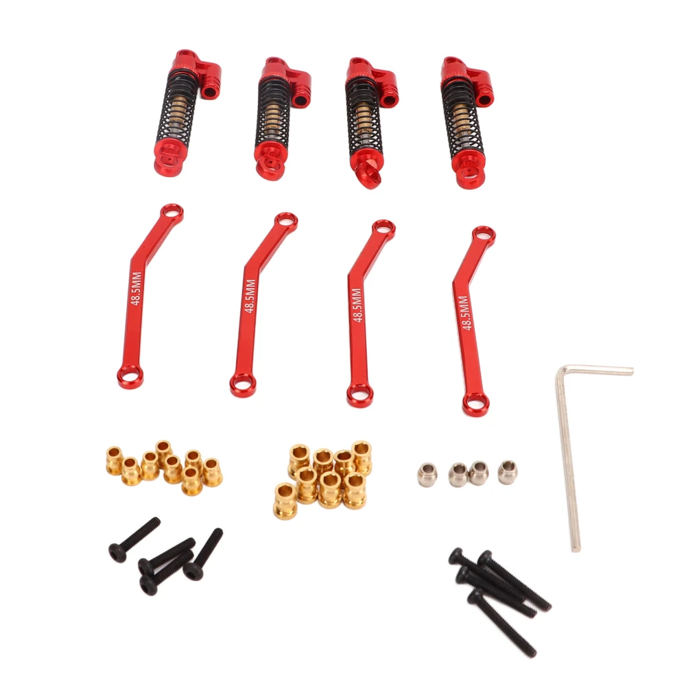 RC Shock Absorber Damper RC Threaded Tele Absorber Damper with Bent Pull Rod for FMS FCX24 1/18 1/24 RC Crawler Car Red