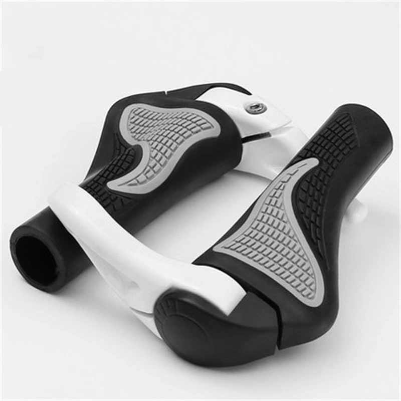 1 Pair Bike Handlebar Grips Ergonomic Design Adjustable Aluminum Alloy Bilateral Bike Shock Absorbing Handle Grips White Horn