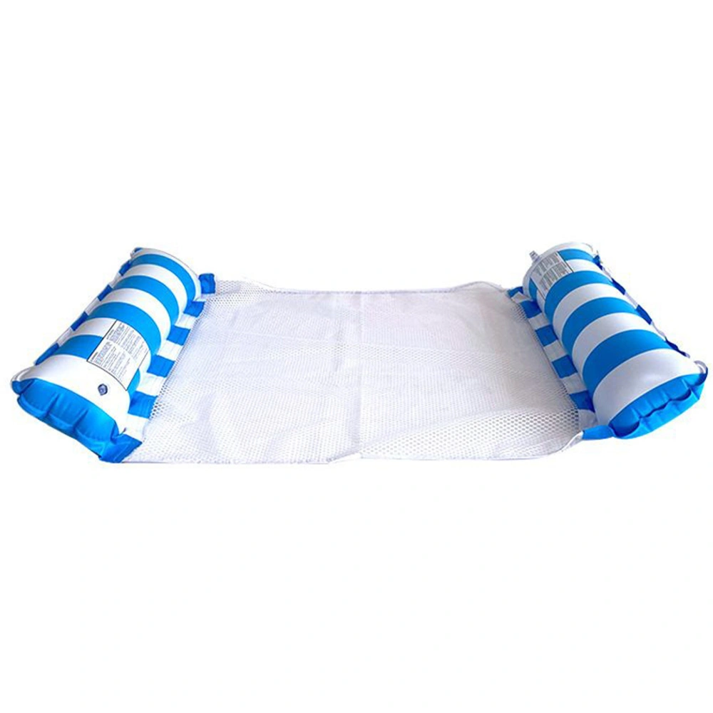 Pool Float Lounger 130x70cm Single Person Stripe Foldable Inflatable Pool Float Hammock for Water Entertainment Blue