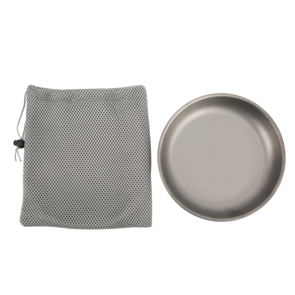 Titanium Frying Pan 7.5in Diameter Ultralight Eco Friendly High Temp Resistant Titanium Plate Dish for Outdoor Camping