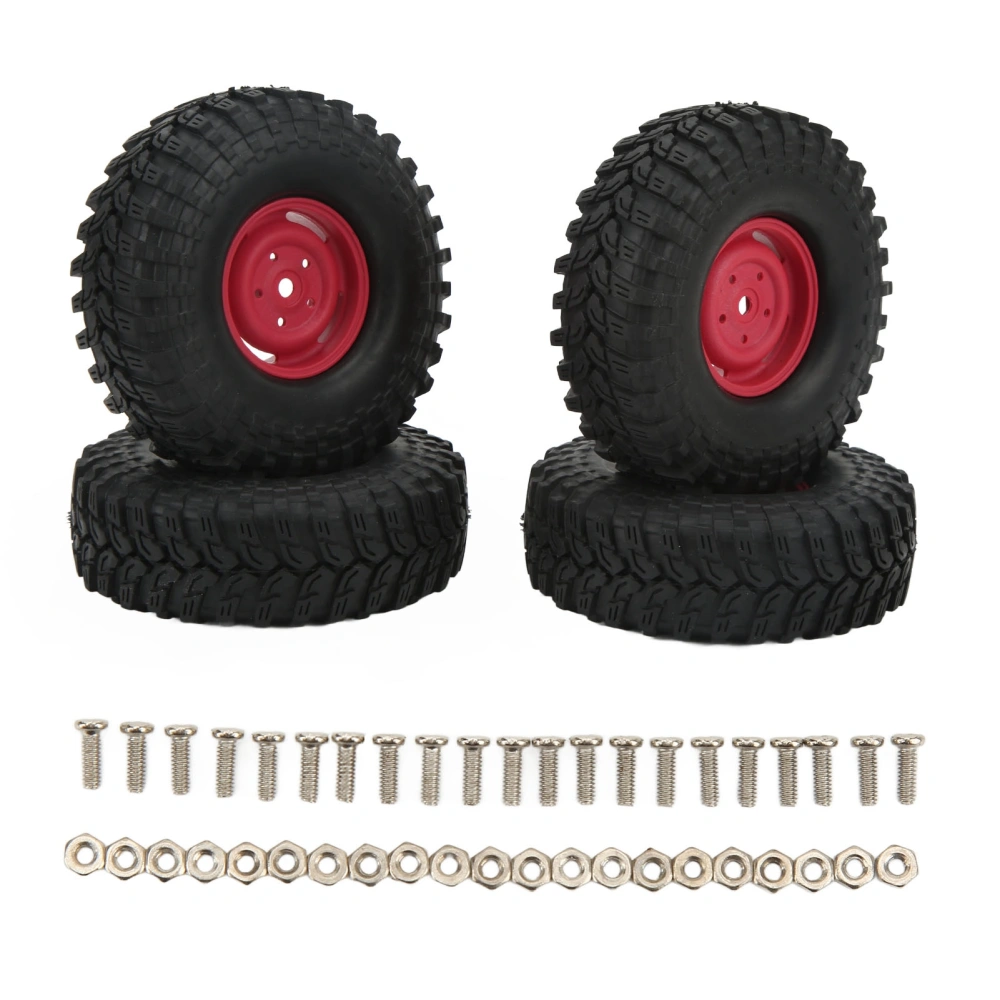 4Pcs 1.9 Inch RC Tires Rubber Durable Wear Resistant RC Car Tyre for RC Crawler Off Road Vehicles Red