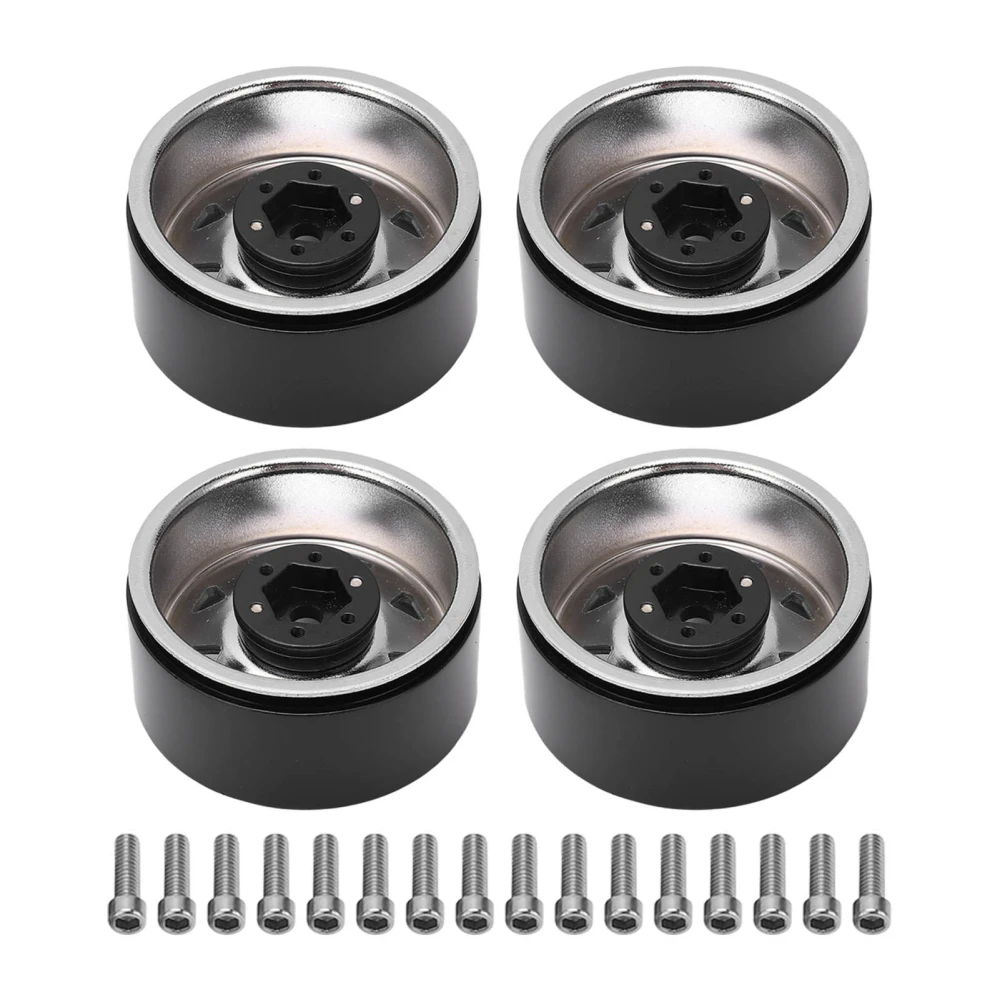 4 Pcs RC Car Wheel Hubs 1.9in Wear Resistance Iron RC Crawler Wheel Rims Hub Replacement for Axial Silver