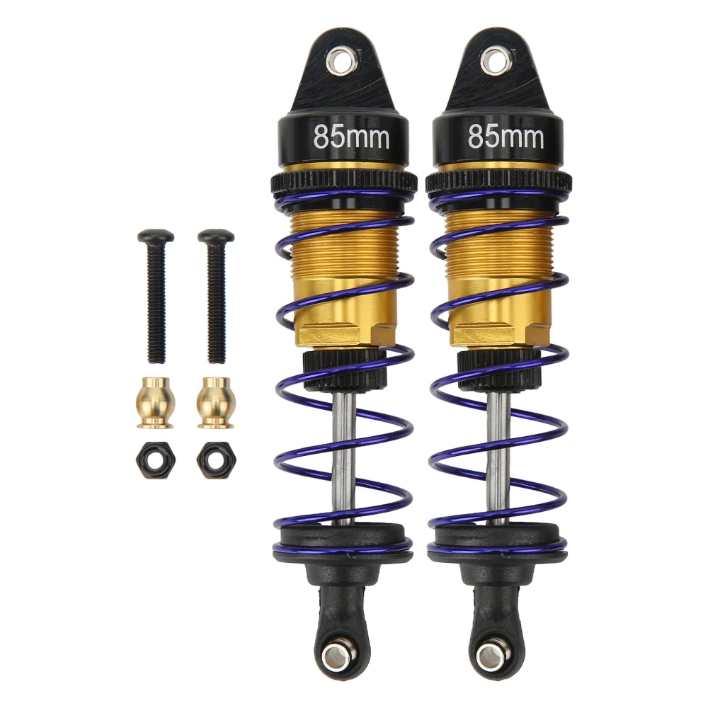 2Pcs RC Car Shock Absorber Adjustable Aluminum Alloy Rust Prevention RC Car Spring Damper for 1/10 RC Car Gold