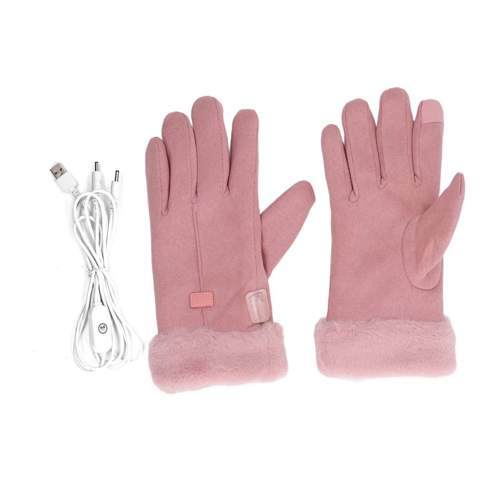 1 Pair Electric Heating Gloves Full Finger USB Heated Gloves Women Winter Warm Heated Gloves for Outdoor Cycling