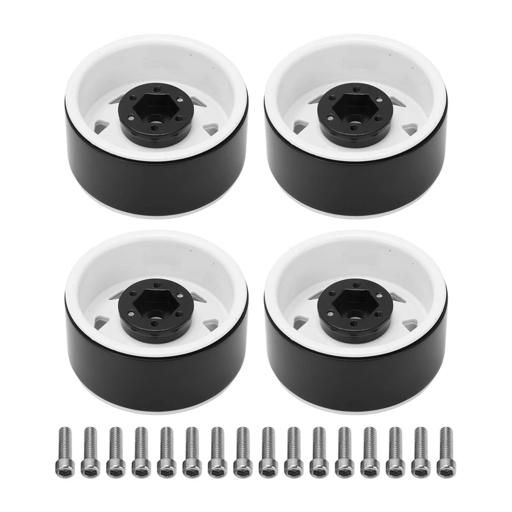 4 Pcs RC Car Wheel Hubs 1.9in Wear Resistance Iron RC Crawler Wheel Rims Hub Replacement for Axial White