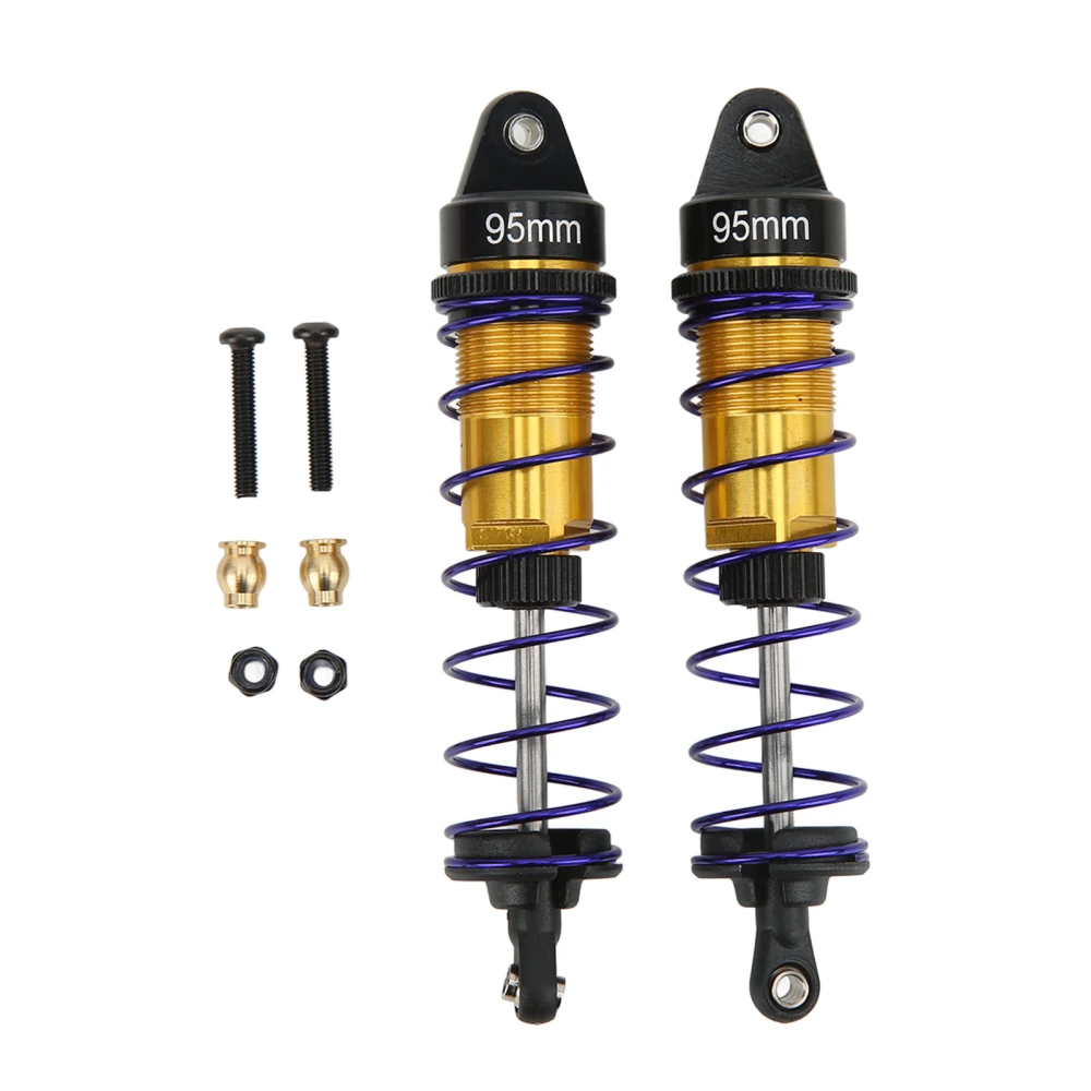 2pcs RC Shock Absorber Aluminum Alloy Adjustable High Strength Oil Damper for 1/10 RC Car 95mm Gold