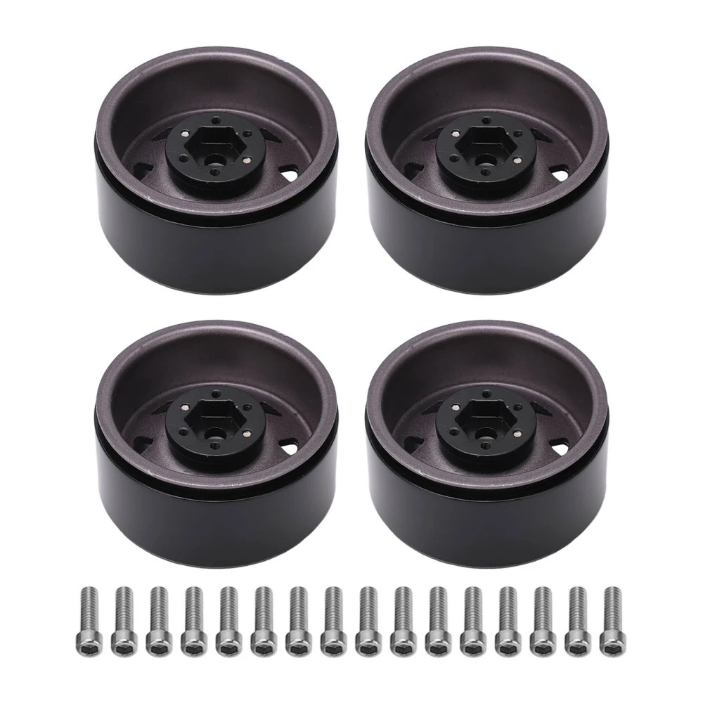 4 Pcs RC Car Wheel Hubs 1.9in Wear Resistance Iron RC Crawler Wheel Rims Hub Replacement for Axial Titanium Color