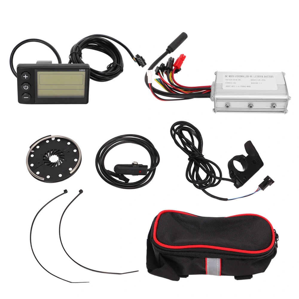 36V 48V 250W Bike Conversion Kit 15A Controller S866 Panel with Power Assist Sensor Dial Set Compatible No. 2 Communication Protocol