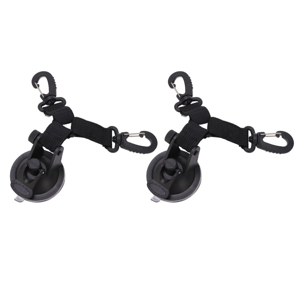 BuyWeek 2pcs Car Tent Suction Cup Anchor Black Heavy Duty Outdoor Dual Hook Suction Cup for Camping