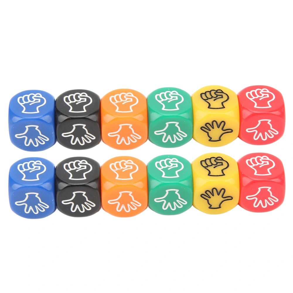 12Pcs Finger Guessing Game Dice 6 Sided 6 Colors 20mm Rock Paper Scissors Game Dice for Adults Kids Family Party