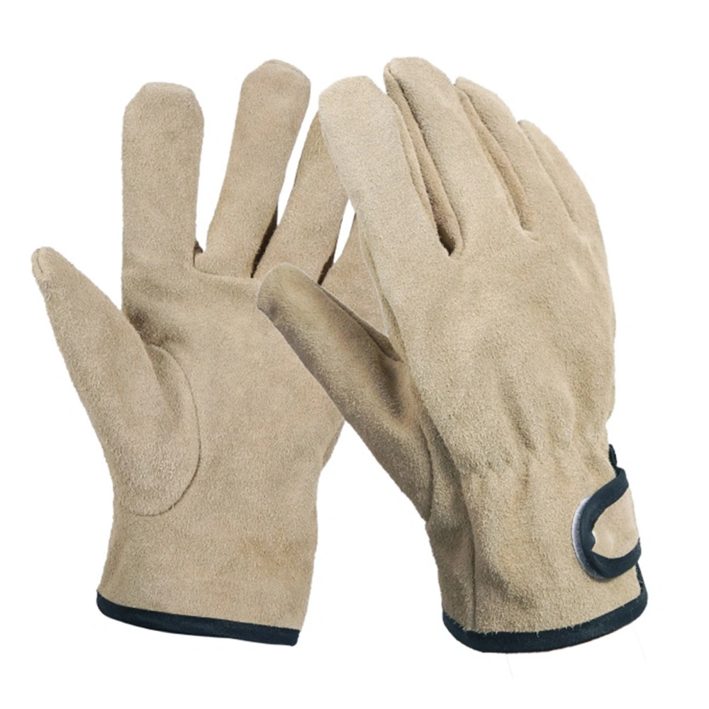 Gilling Mitts Artificial Cowhide Anti Scalding Heat Insulation Thickened BBQ Gloves for Kitchen khaki