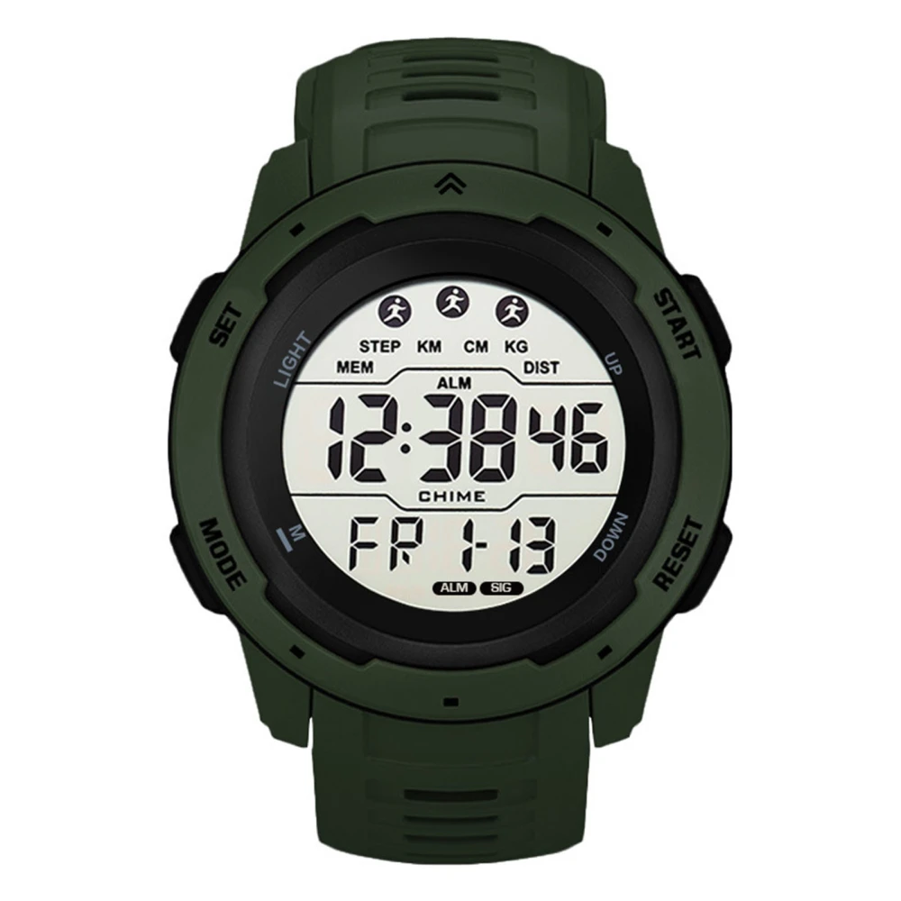 Digital Sports Watch Multifunctional Waterproof Luminous Timing Mens Sport Running Watch for Outdoor Green