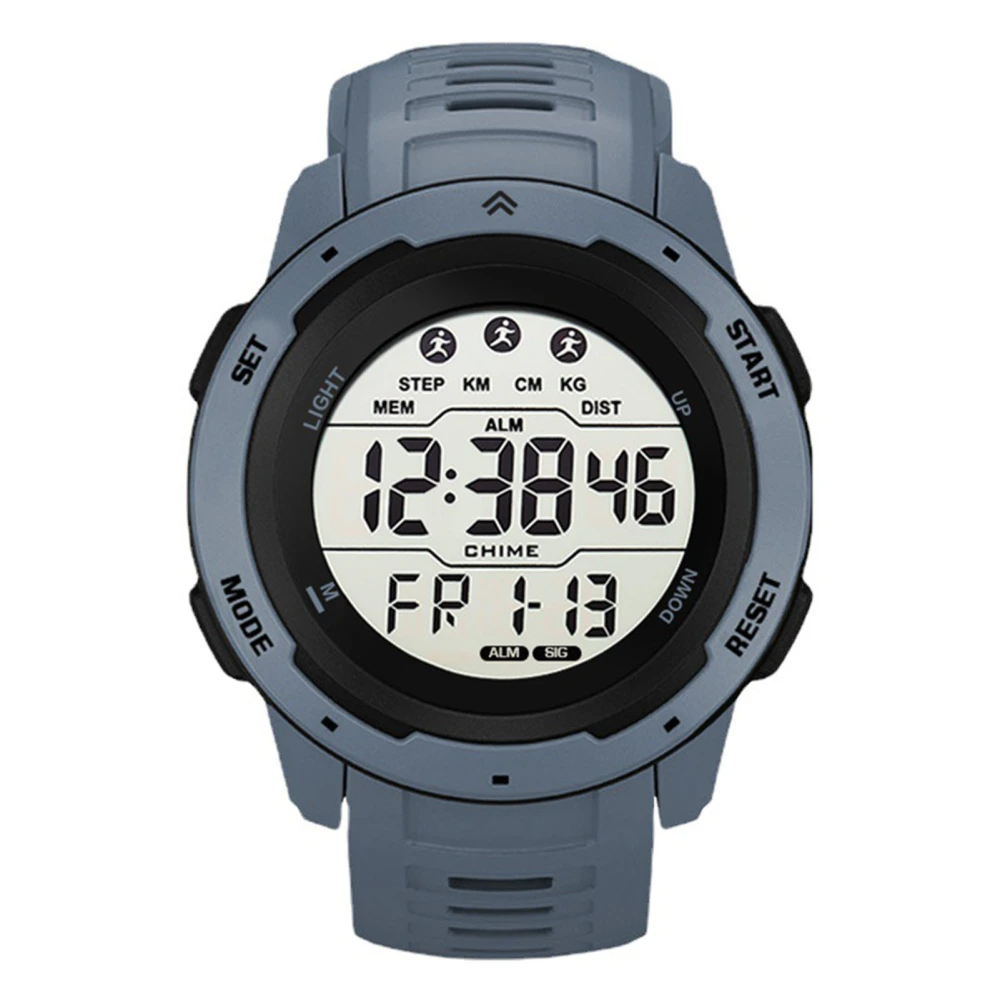 Digital Sports Watch Multifunctional Waterproof Luminous Timing Mens Sport Running Watch for Outdoor Gray