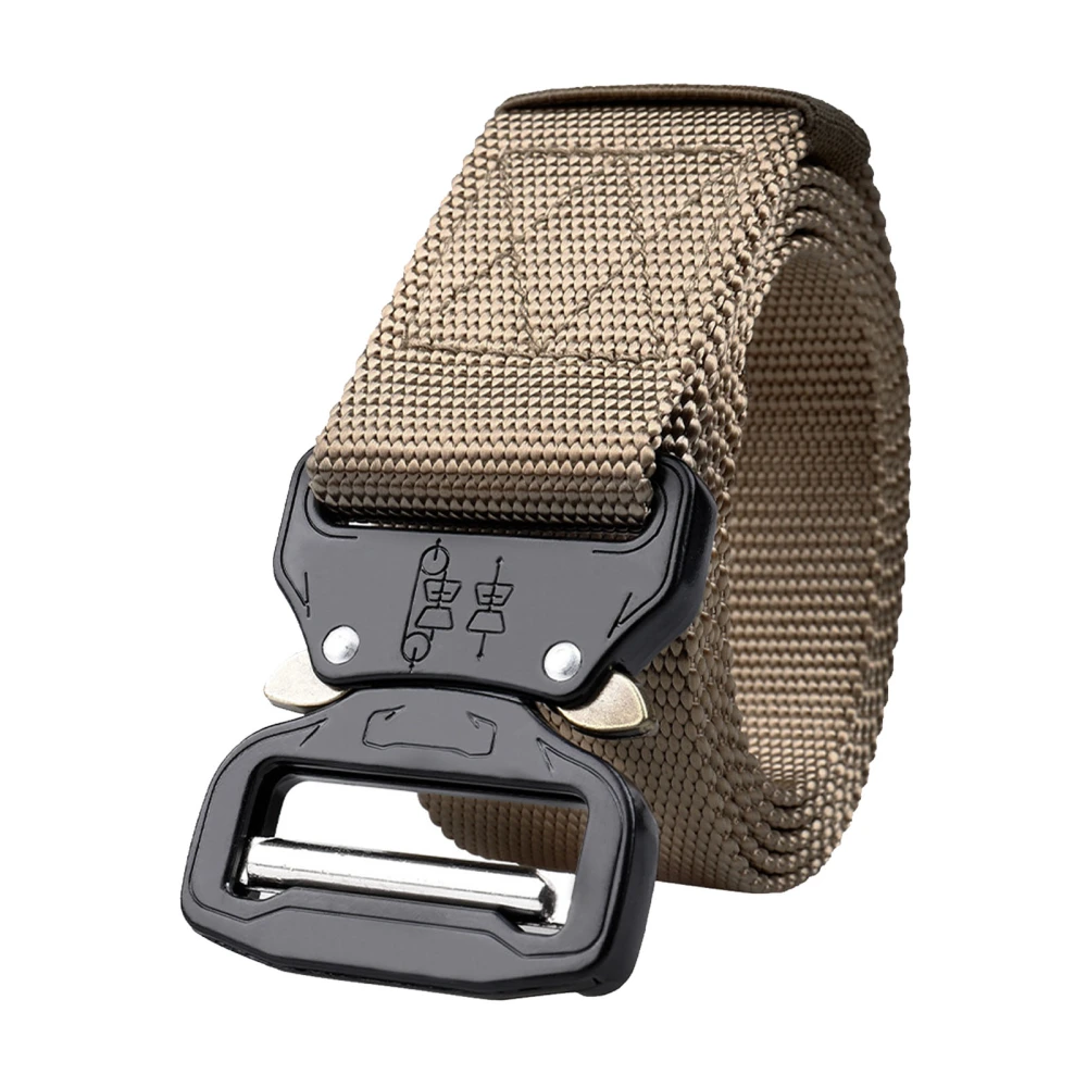 Outdoor Training Belt 3.8cm Nylon Web Waist Belt for Camping Hunting Hiking Fishing Khaki