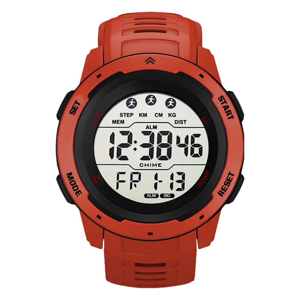 Digital Sports Watch Multifunctional Waterproof Luminous Timing Mens Sport Running Watch for Outdoor Red