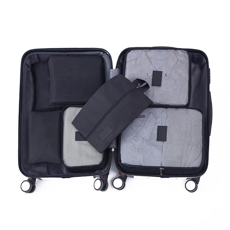 7 Set Packing Cubes Waterproof Dirt Resistant Oxford Cloth Luggage Packing Organizers for Travel Black