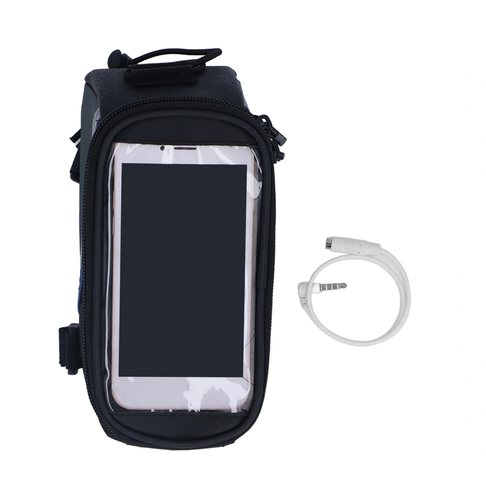 Waterproof Bike Top Tube Bag Bike Touchscreen Phone GPS Mount Bag Cycling Pouch for Phone Within 5.5 Inches Black Blue