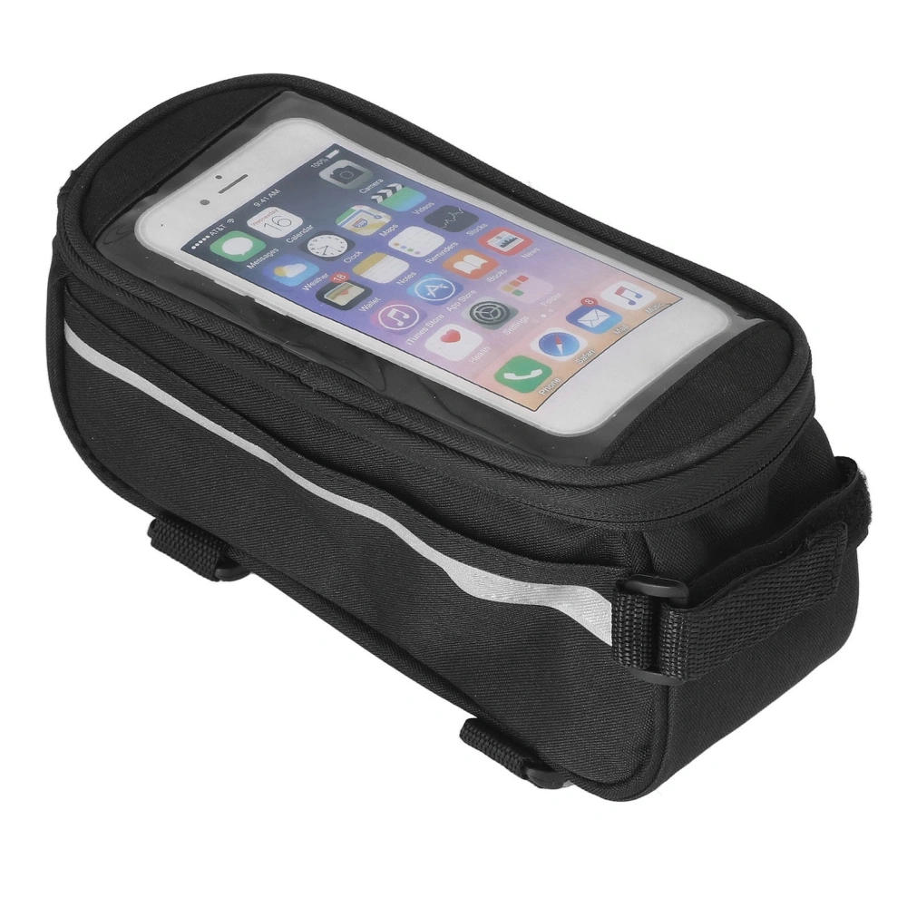 Bike Phone Bag Black Reflective Large Capacity TPU Transparent Front Frame Bag for Cycling