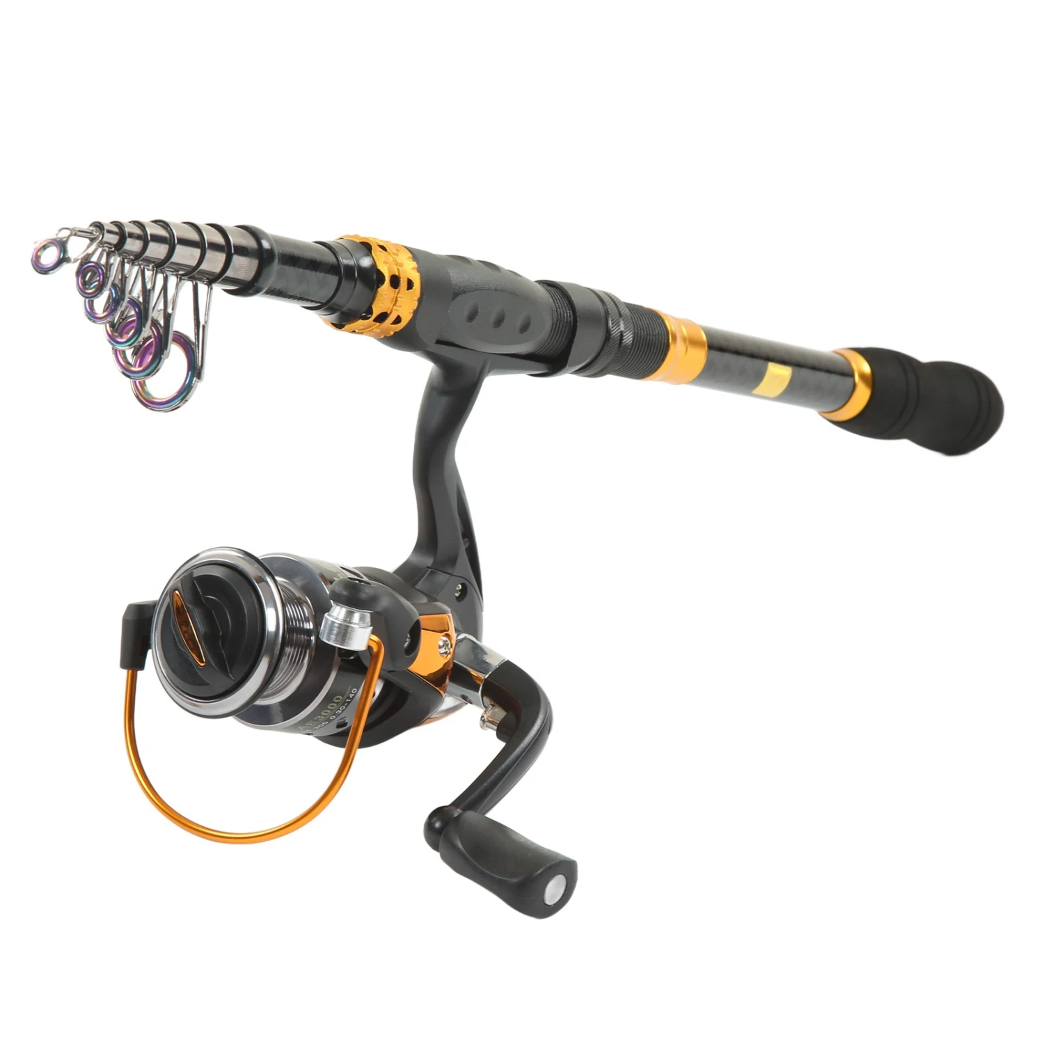 BuyWeek 228cm Telescopic Fishing Rod and Reel Combos with Fishing Line Baits Fishhook Kit Accessories for Seawater