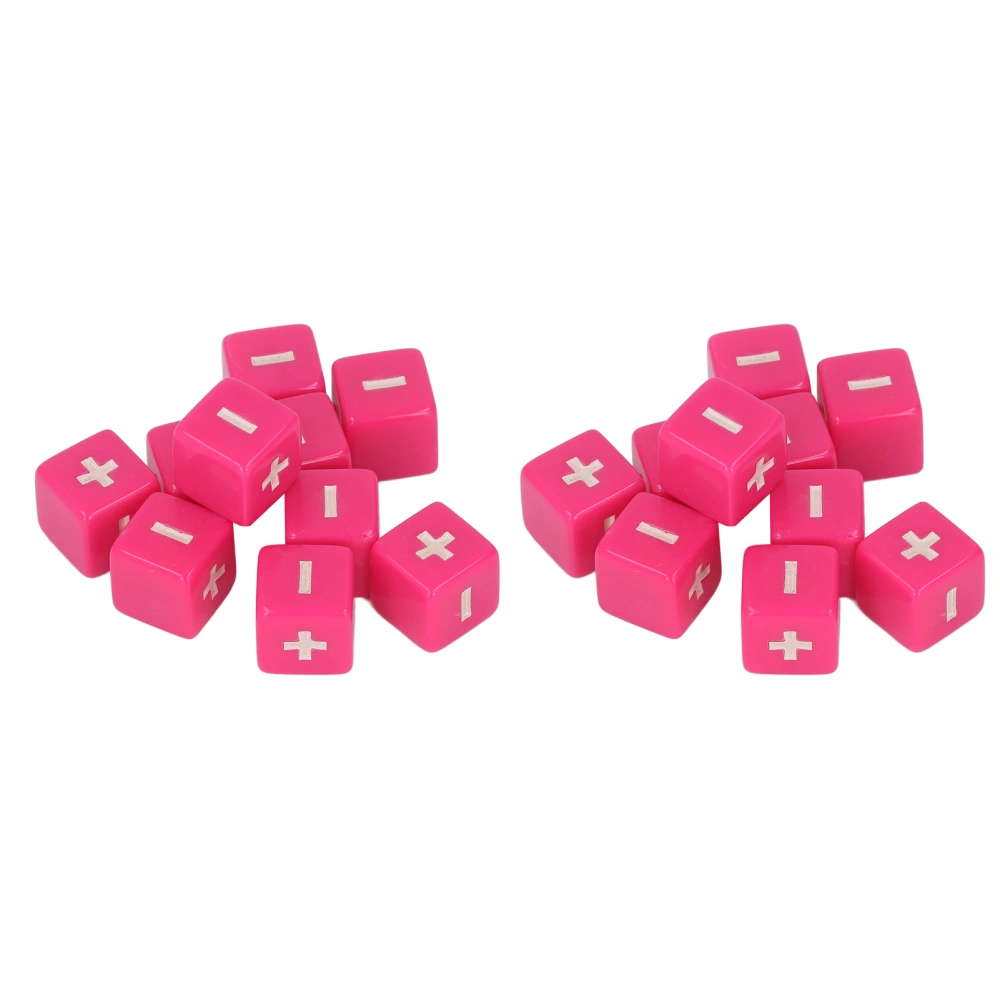 20pcs Plus Minus Sign Dice Set 16mm Math Operation Calculation Dices for Infant Teaching Pink