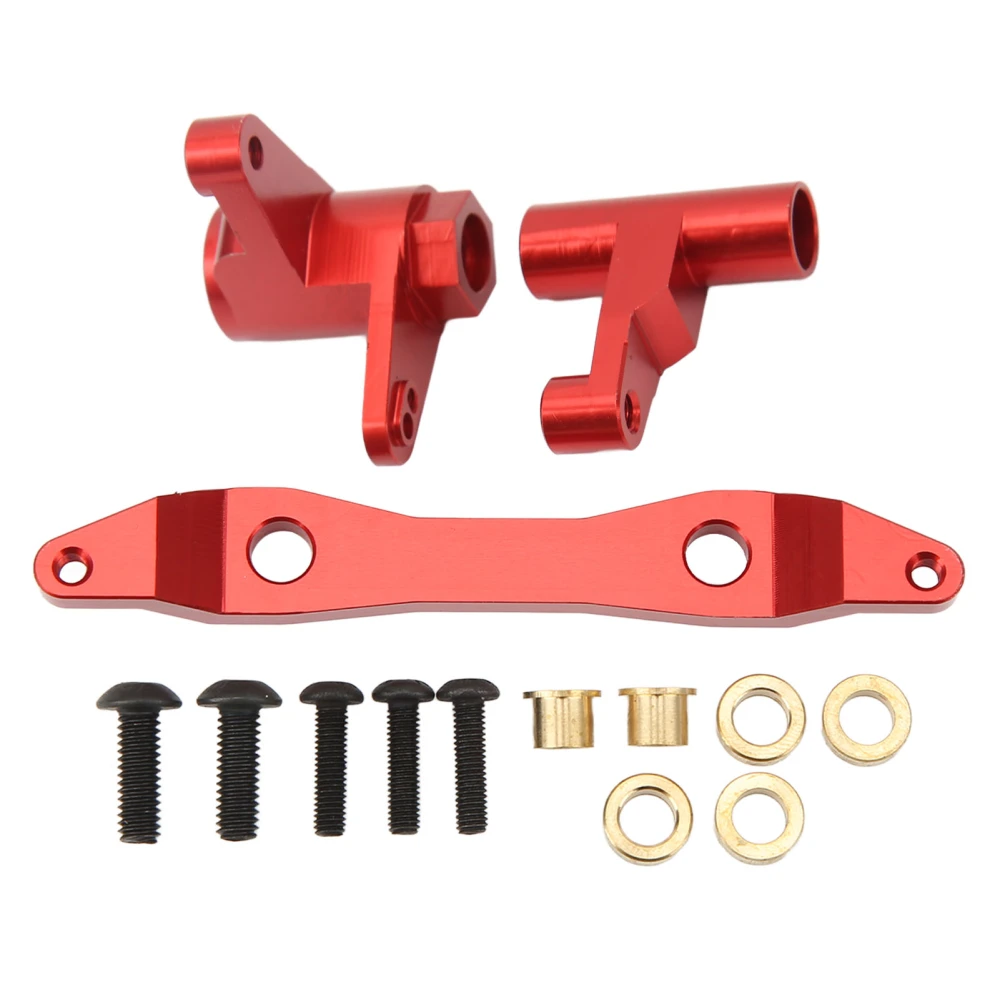 Aluminum Steering Assembly High Strength Lightweight Replacement Steering Set for Redcat Racing Shredder 1/6 RC Car Red