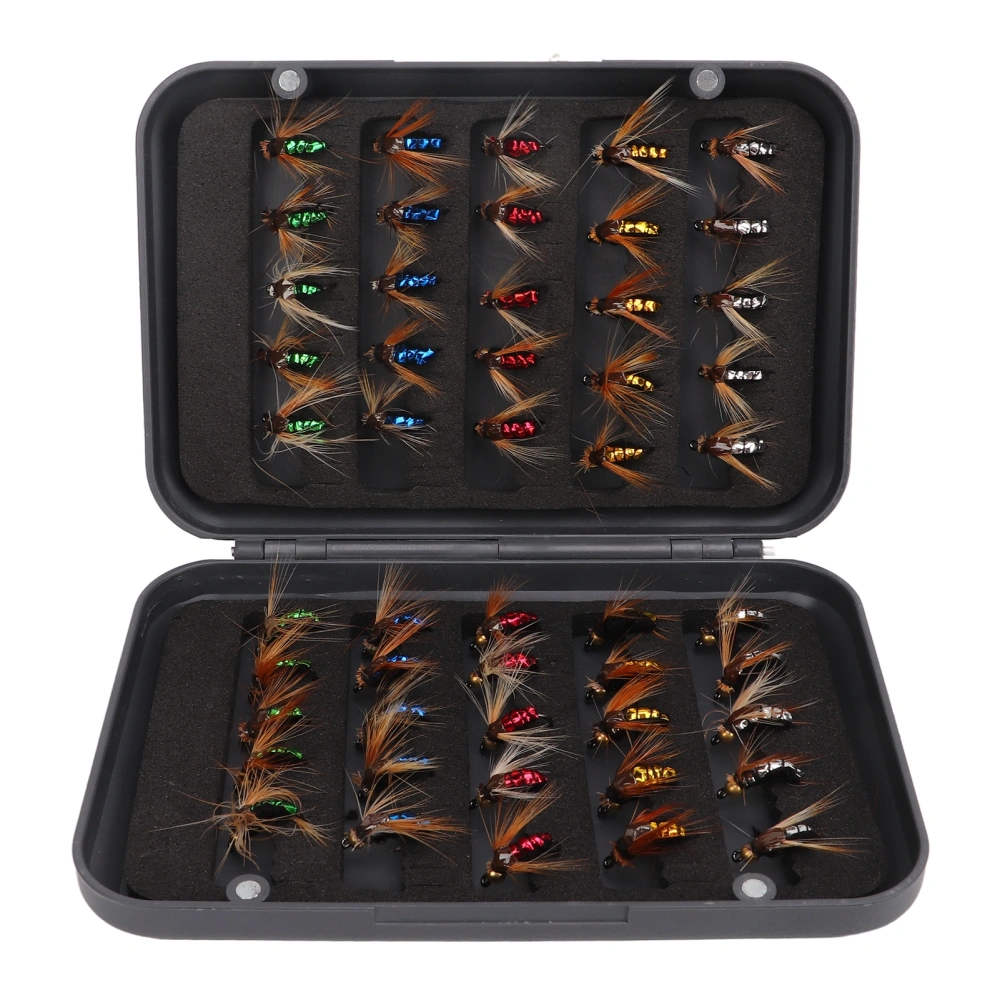 50pcs Fly Fishing Bait Professional High Carbon Steel Hook Fly Fishing Lures Kit with Storage Box