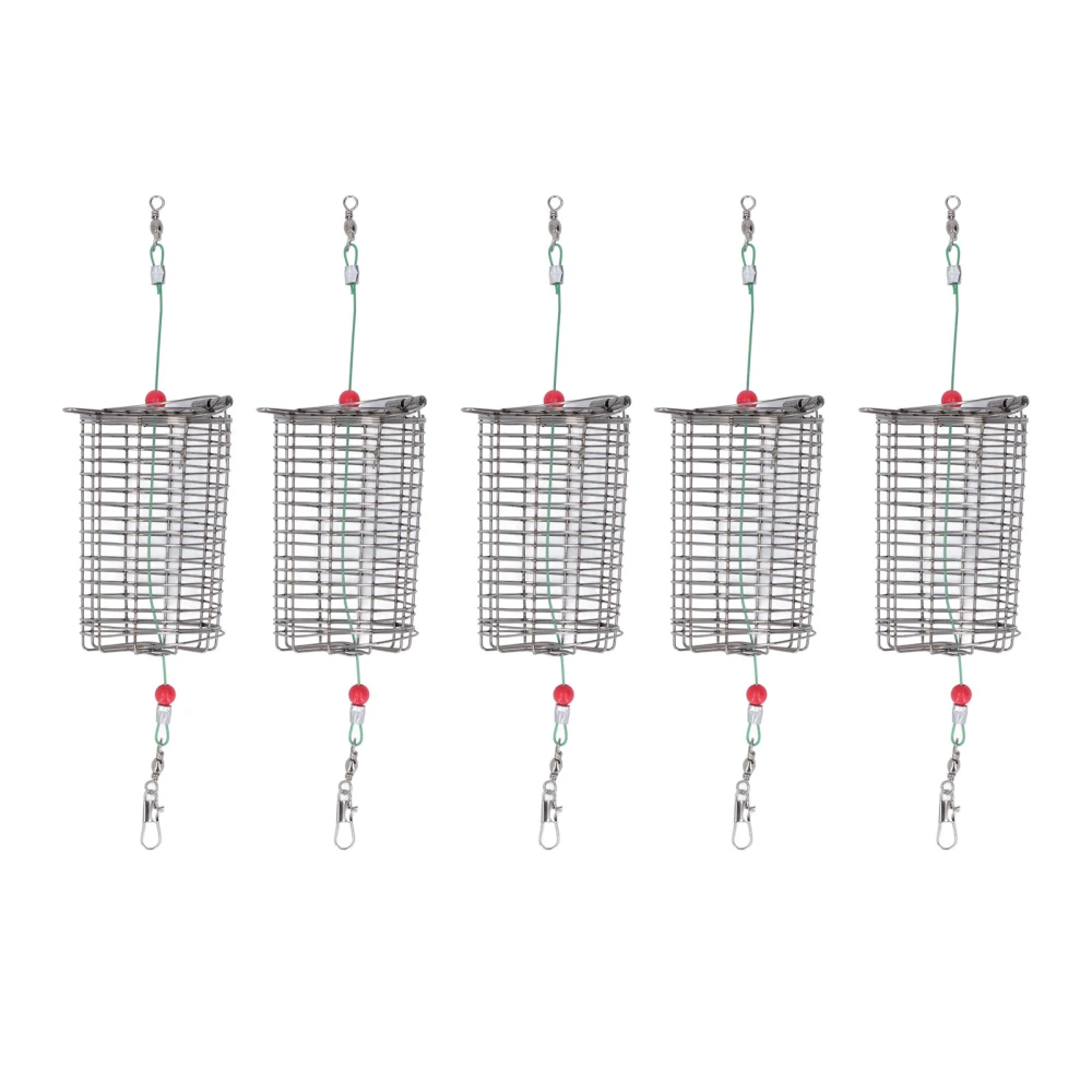 5Pcs Fishing Bait Cages Lure Cage Stainless Steel Fishing Trap Basket Feeder Holder L