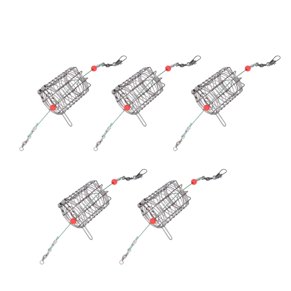 5Pcs Fishing Bait Cages Lure Cage Stainless Steel Fishing Trap Basket Feeder Holder S