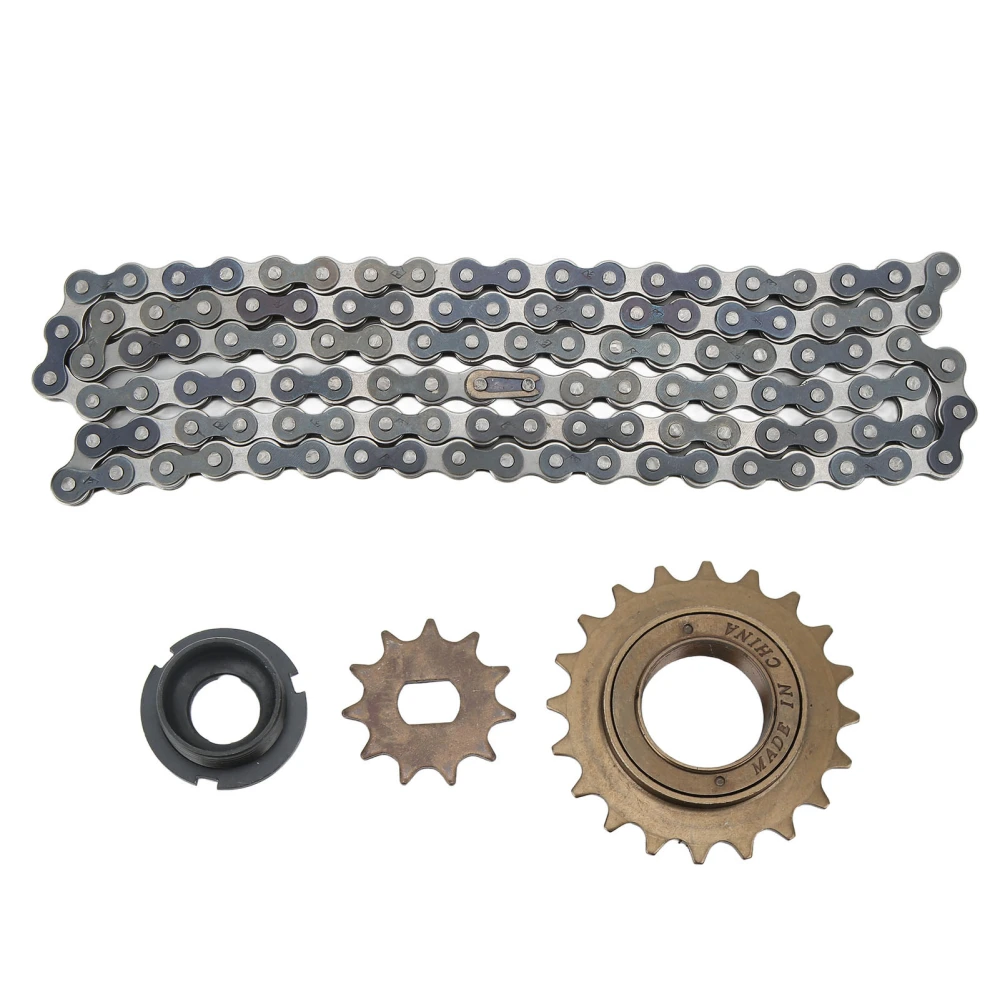 Electric Bike Sprocket Set Gold 11 Teeth Sprocket 114 Links Chain 20 Teeth Free Wheel with Connector for Modification